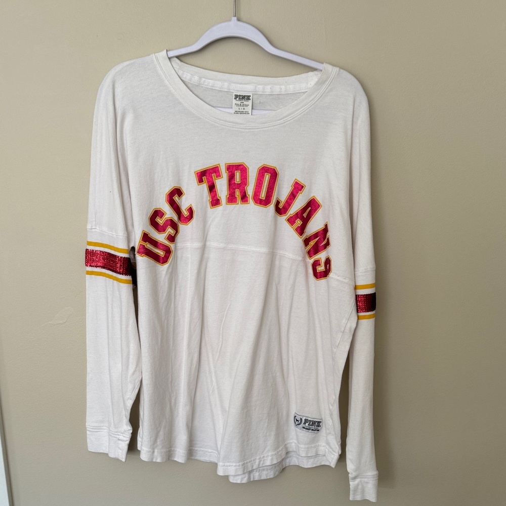 PINK Victoria's Secret White Long Sleeve Top